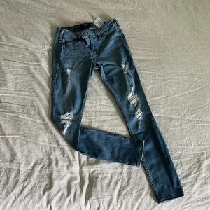 Hollister 7R mid rise jean leggings with rips